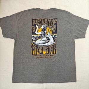 Gildan Sandbars Raw Bar Grill Mermaid Graphic T-Shirt Mens 2XL Grey Short Sleeve